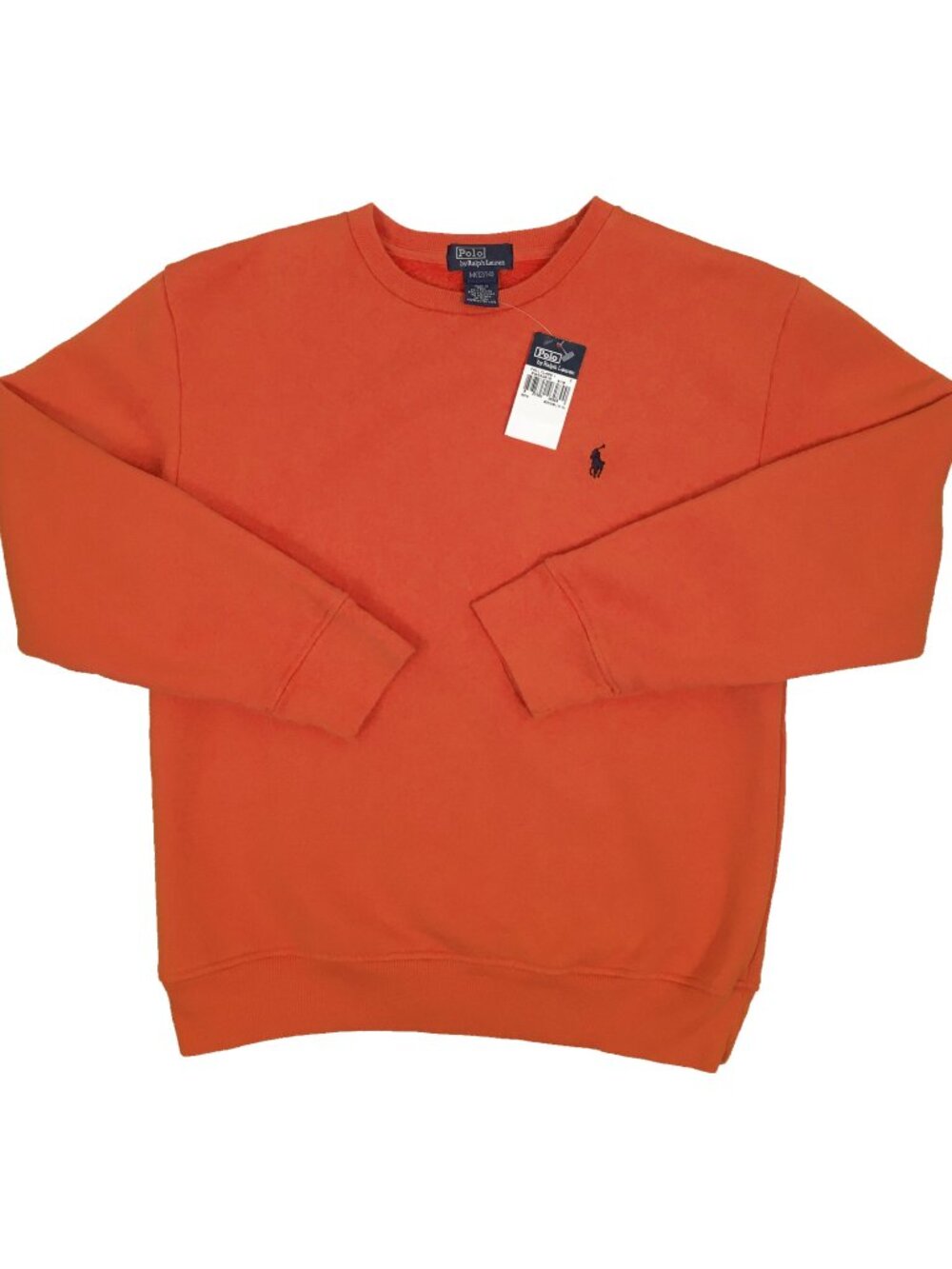 NEW Polo Ralph Lauren Boys Sweatshirt! Medium  Weathered Orange With Navy Player
